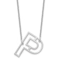 14k White Gold Sideways Cut Out Initial P Necklace