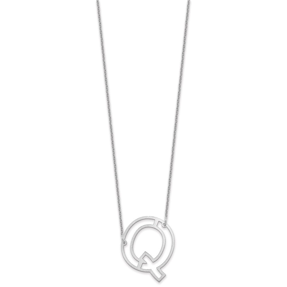 10k White Gold Sideways Cut Out Initial Q Necklace