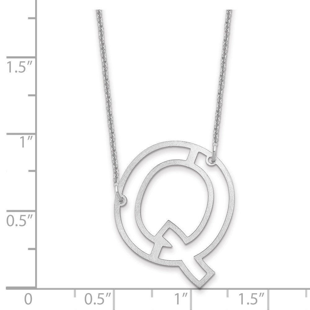 10k White Gold Sideways Cut Out Initial Q Necklace
