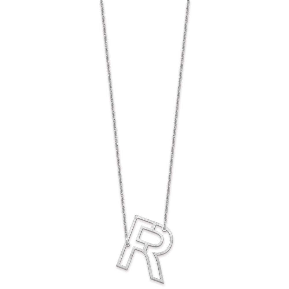 14k White Gold Sideways Cut Out Initial R Necklace