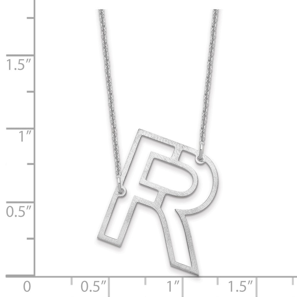 14k White Gold Sideways Cut Out Initial R Necklace