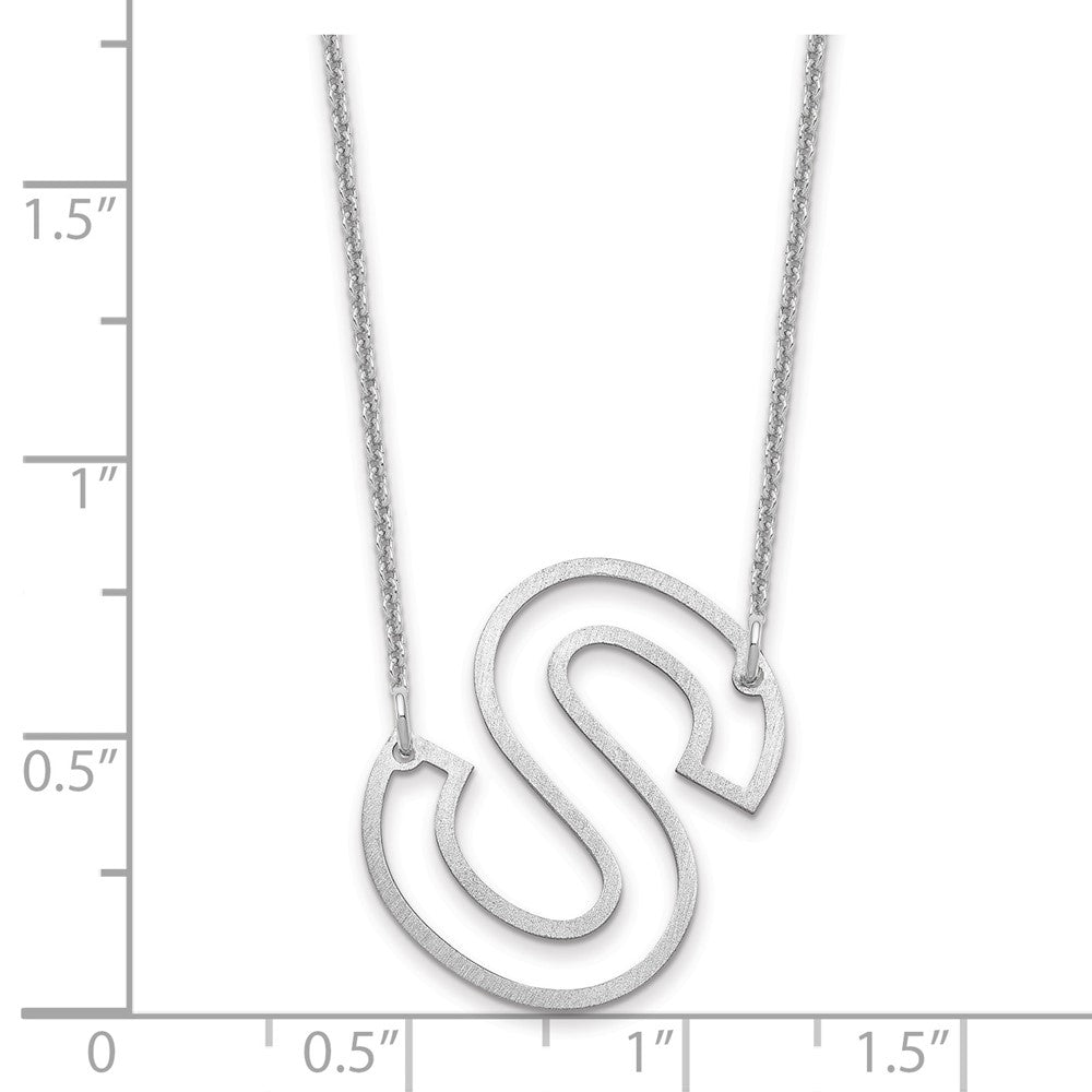 14k White Gold Sideways Cut Out Initial S Necklace