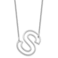 10k White Gold Sideways Cut Out Initial S Necklace