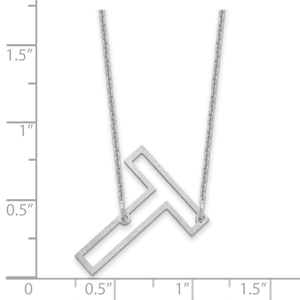 10k White Gold Sideways Cut Out Initial T Necklace
