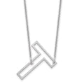 10k White Gold Sideways Cut Out Initial T Necklace
