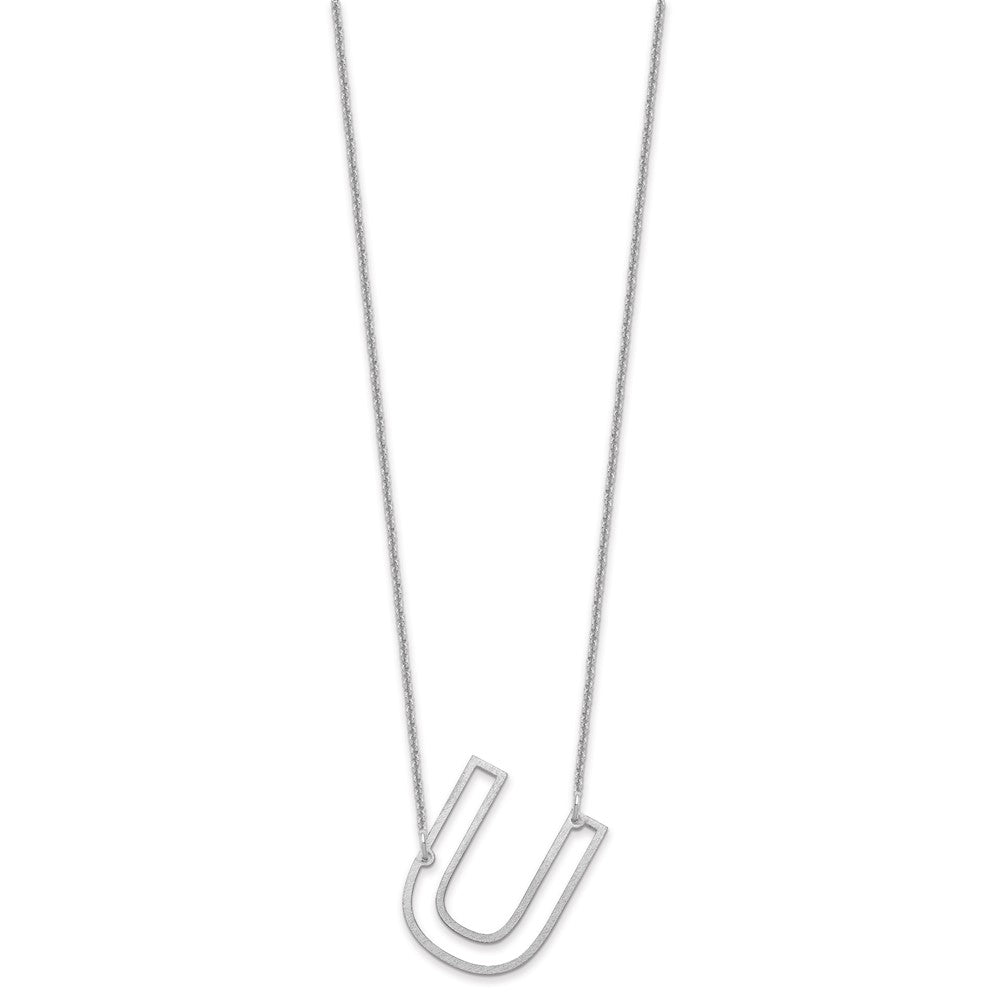 10k White Gold Sideways Cut Out Initial U Necklace