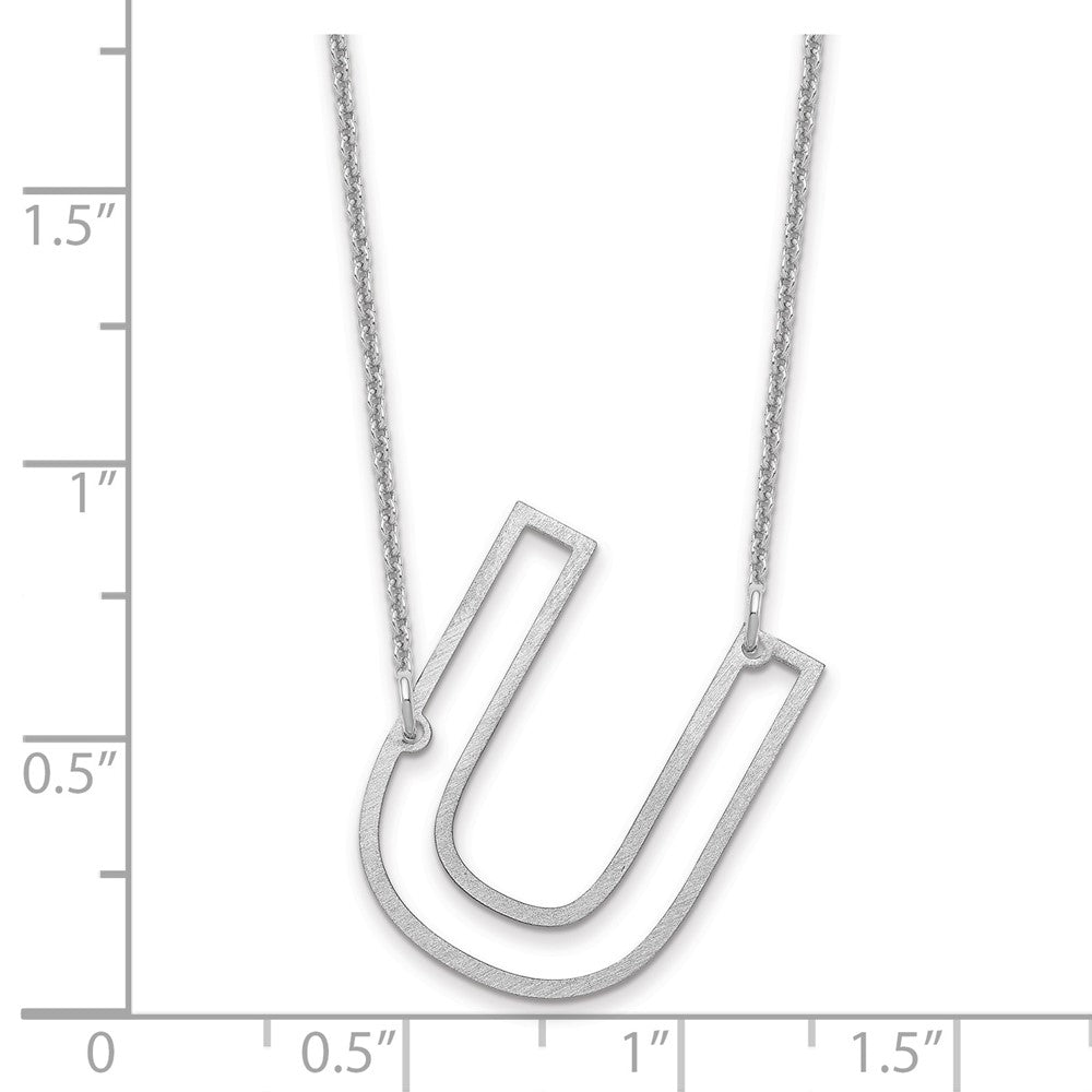 10k White Gold Sideways Cut Out Initial U Necklace