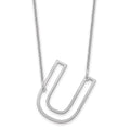 10k White Gold Sideways Cut Out Initial U Necklace