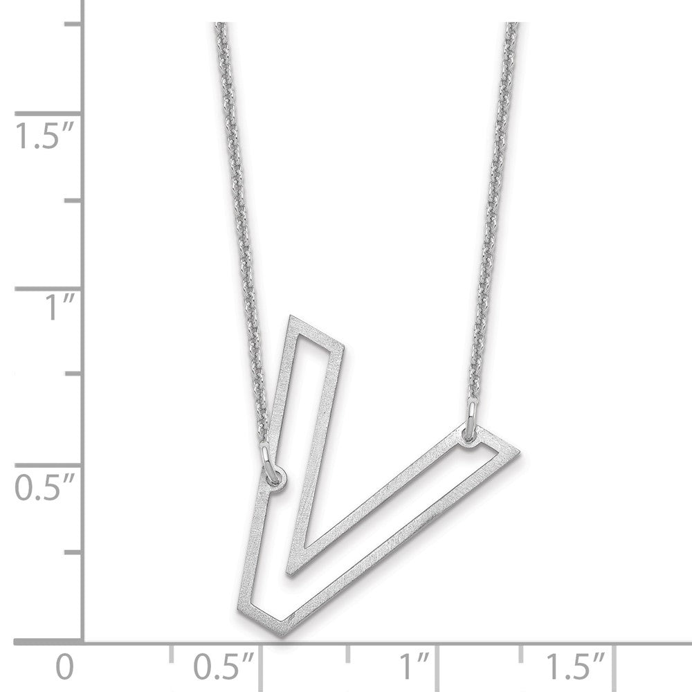 10k White Gold Sideways Cut Out Initial V Necklace