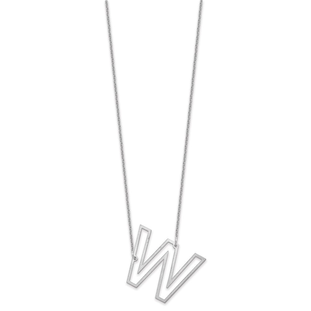 14k White Gold Sideways Cut Out Initial W Necklace