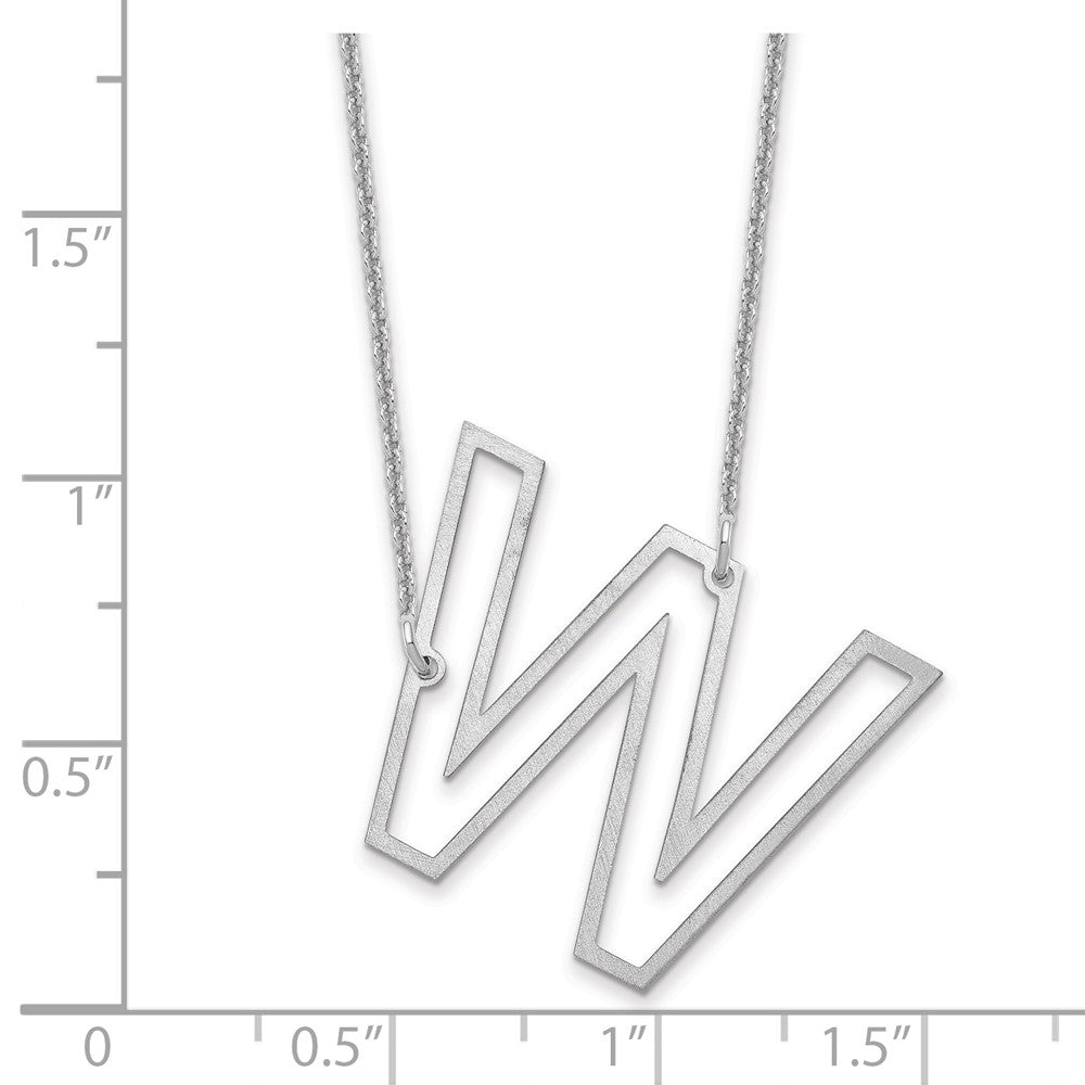 14k White Gold Sideways Cut Out Initial W Necklace