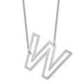 10k White Gold Sideways Cut Out Initial W Necklace