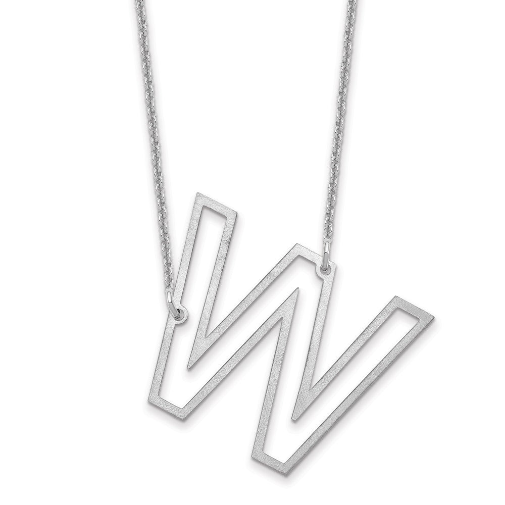 14k White Gold Sideways Cut Out Initial W Necklace