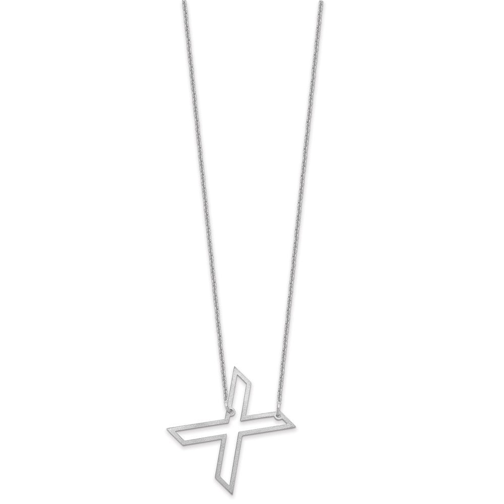 14k White Gold Sideways Cut Out Initial X Necklace
