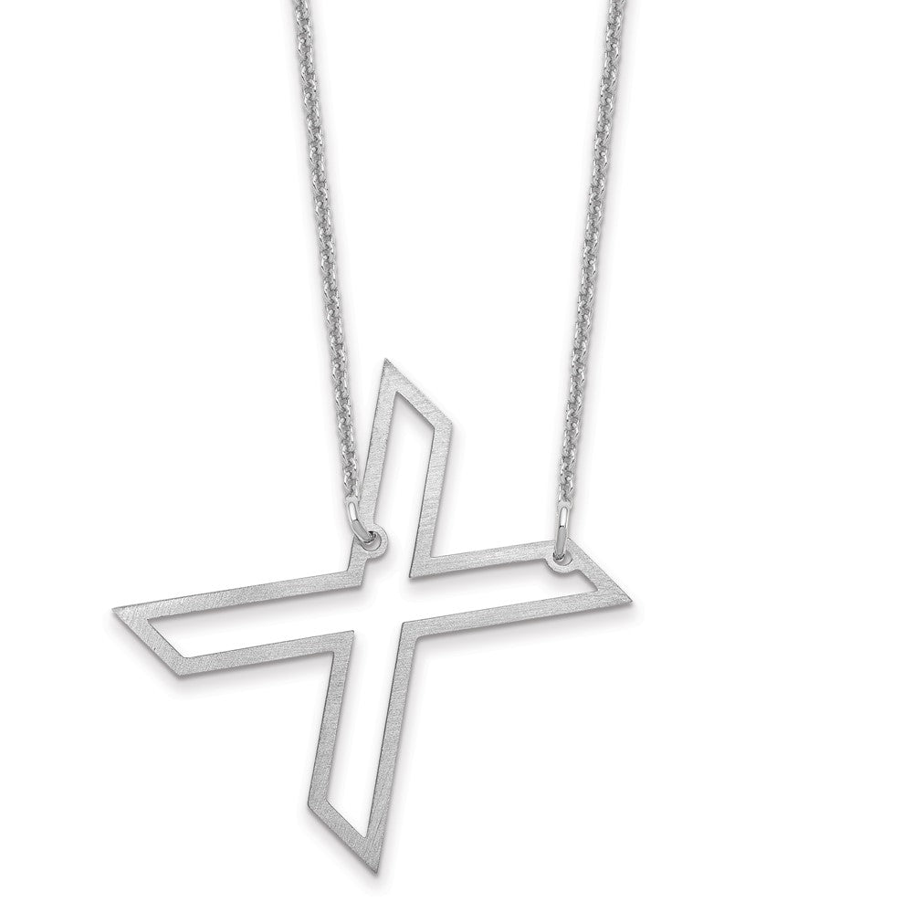 10k White Gold Sideways Cut Out Initial X Necklace