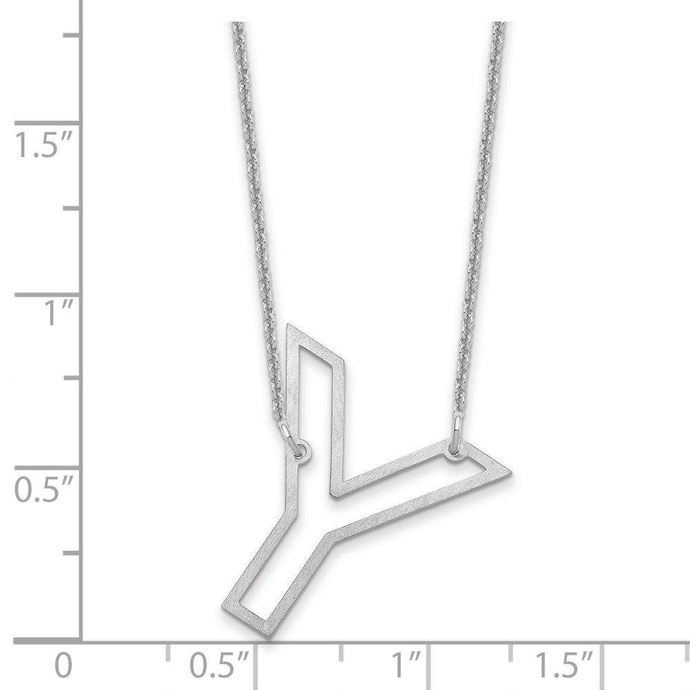 14k White Gold Sideways Cut Out Initial Y Necklace