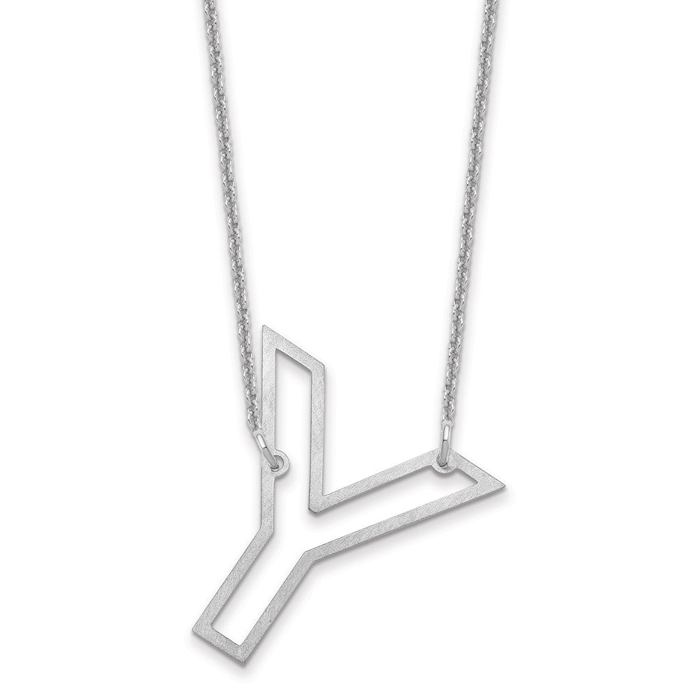 14k White Gold Sideways Cut Out Initial Y Necklace