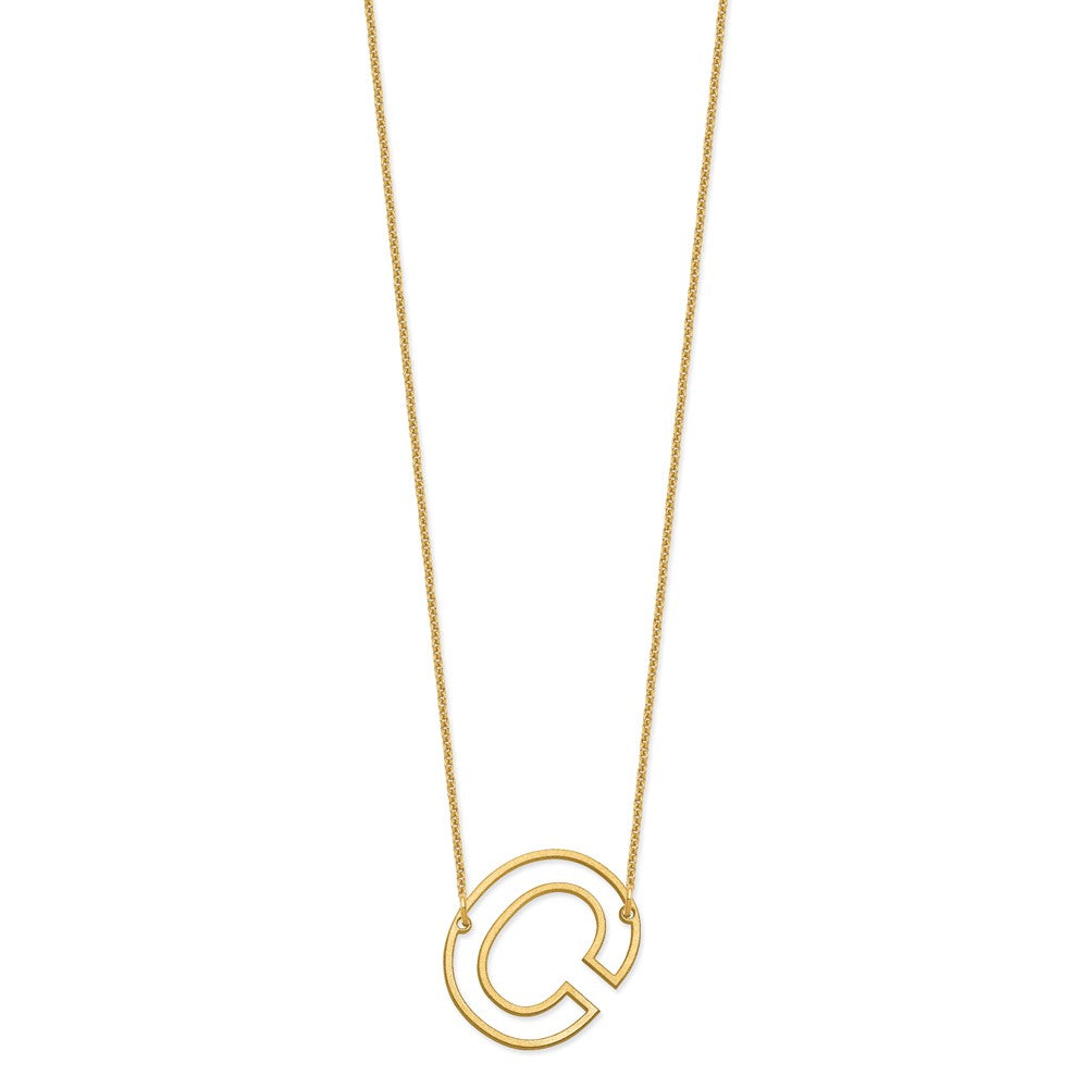 14k Yellow Gold Sideways Cut Out Initial C Necklace