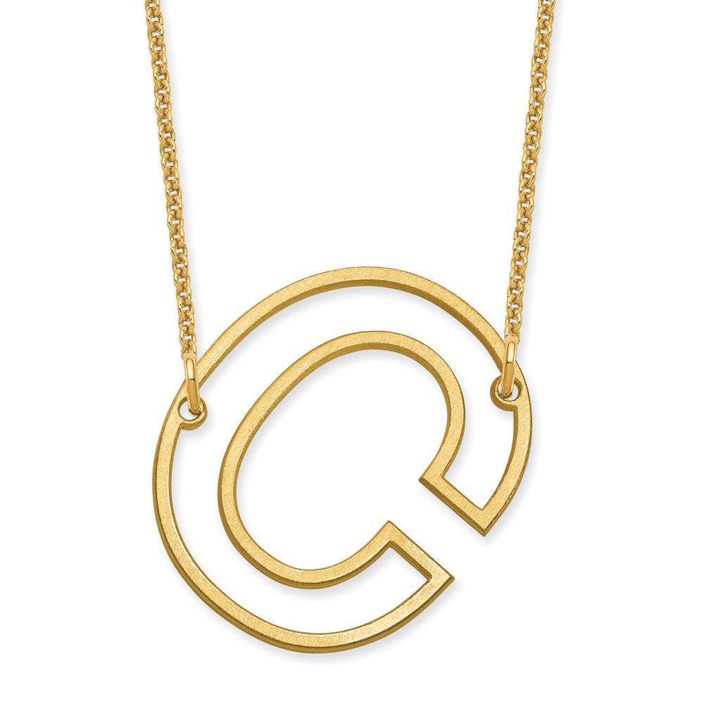 14k Yellow Gold Sideways Cut Out Initial C Necklace