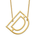 14k Yellow Gold Sideways Cut Out Initial D Necklace
