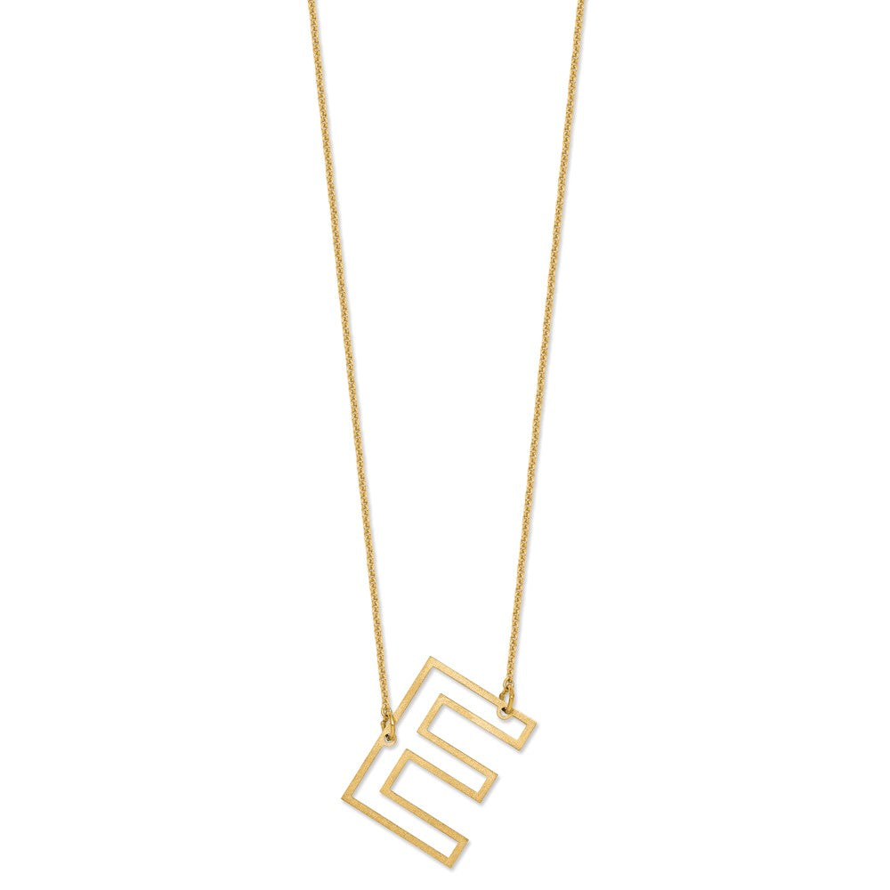 10k Yellow Gold Sideways Cut Out Initial E Necklace