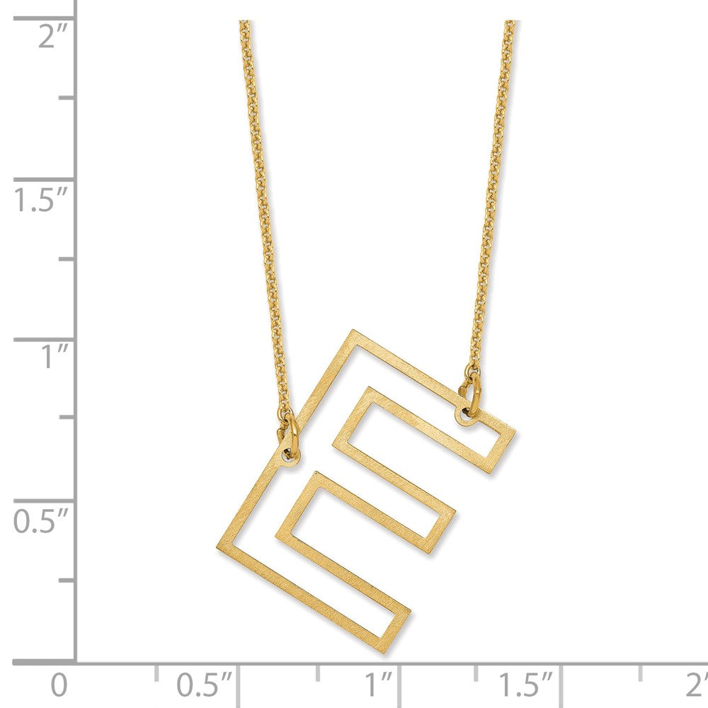 14k Yellow Gold Sideways Cut Out Initial E Necklace