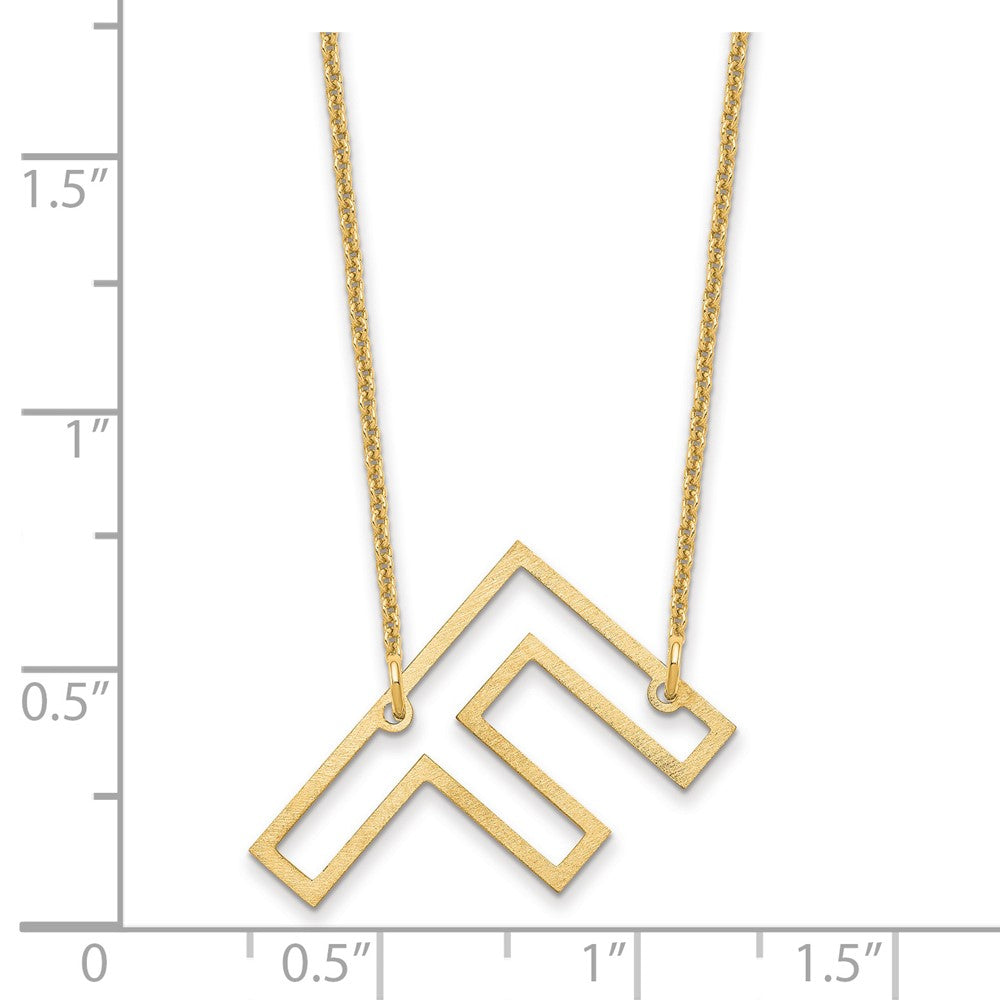 14k Yellow Gold Sideways Cut Out Initial F Necklace