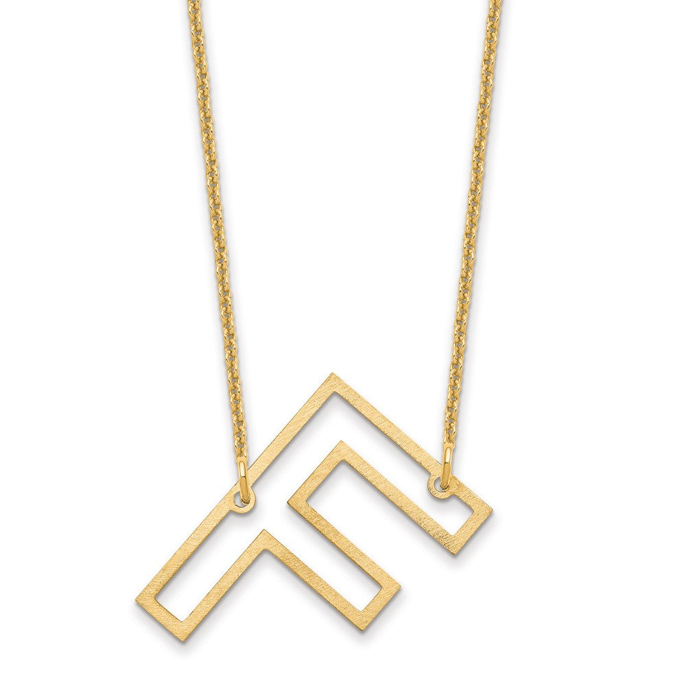 10k Yellow Gold Sideways Cut Out Initial F Necklace