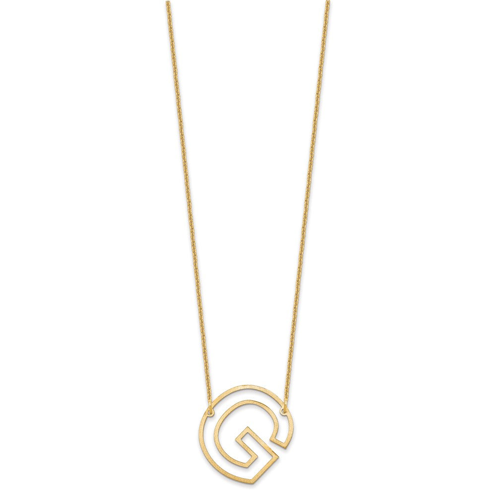 14k Yellow Gold Sideways Cut Out Initial G Necklace