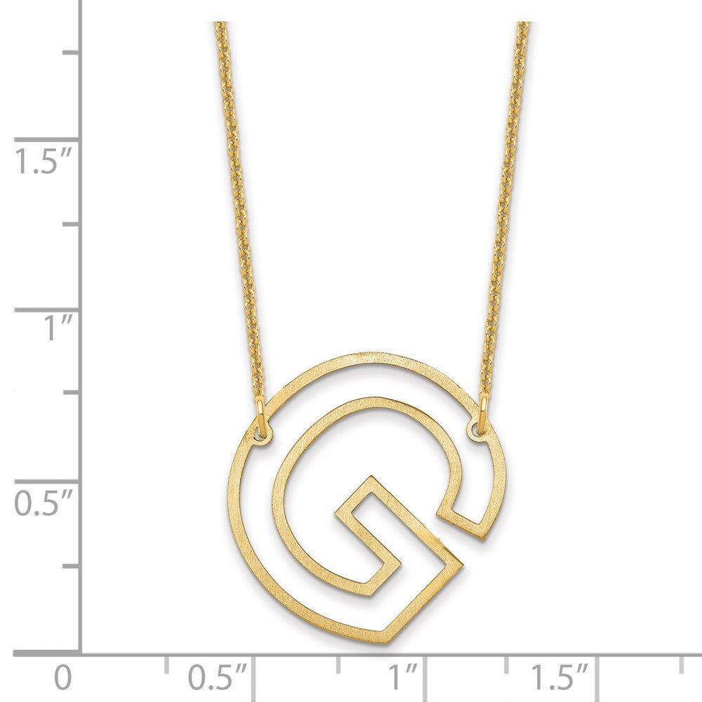 14k Yellow Gold Sideways Cut Out Initial G Necklace