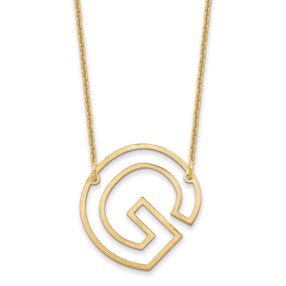 14k Yellow Gold Sideways Cut Out Initial G Necklace