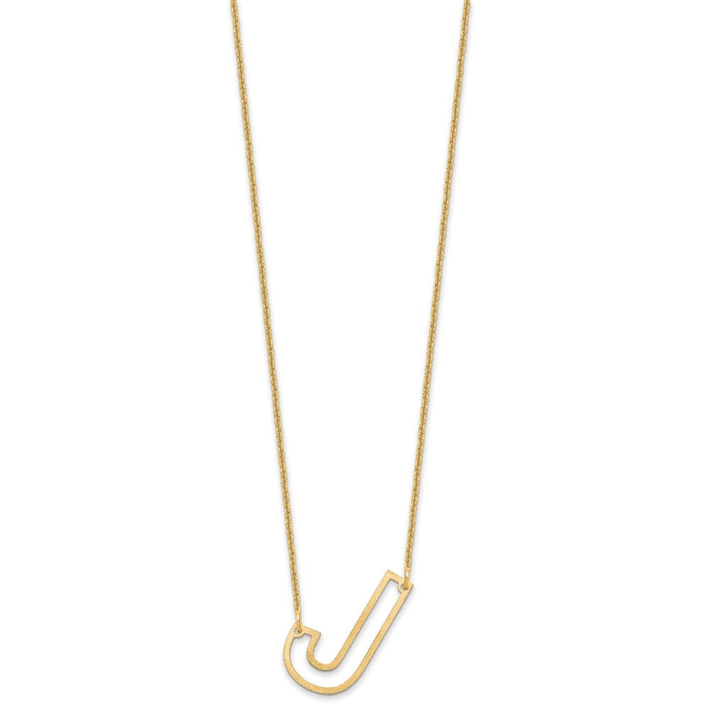 14k Yellow Gold Sideways Cut Out Initial J Necklace