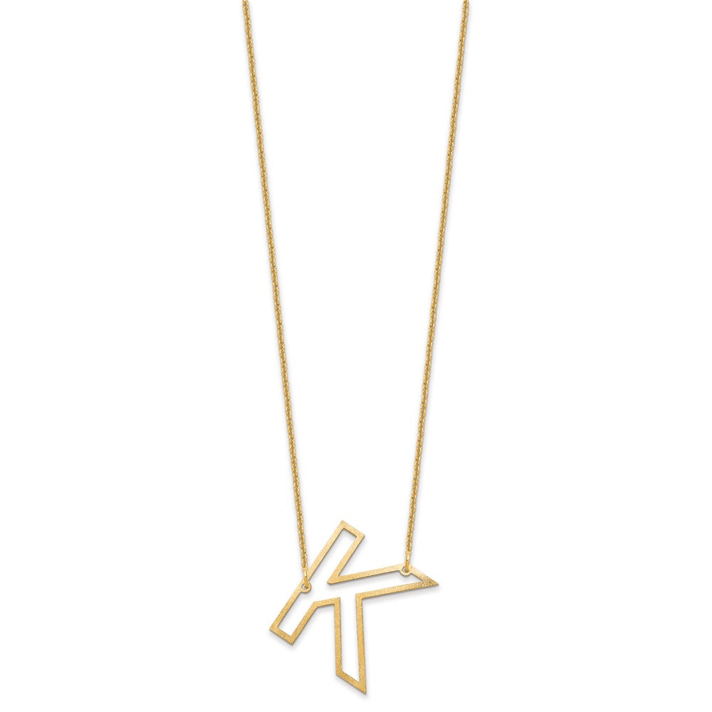 14k Yellow Gold Sideways Cut Out Initial K Necklace