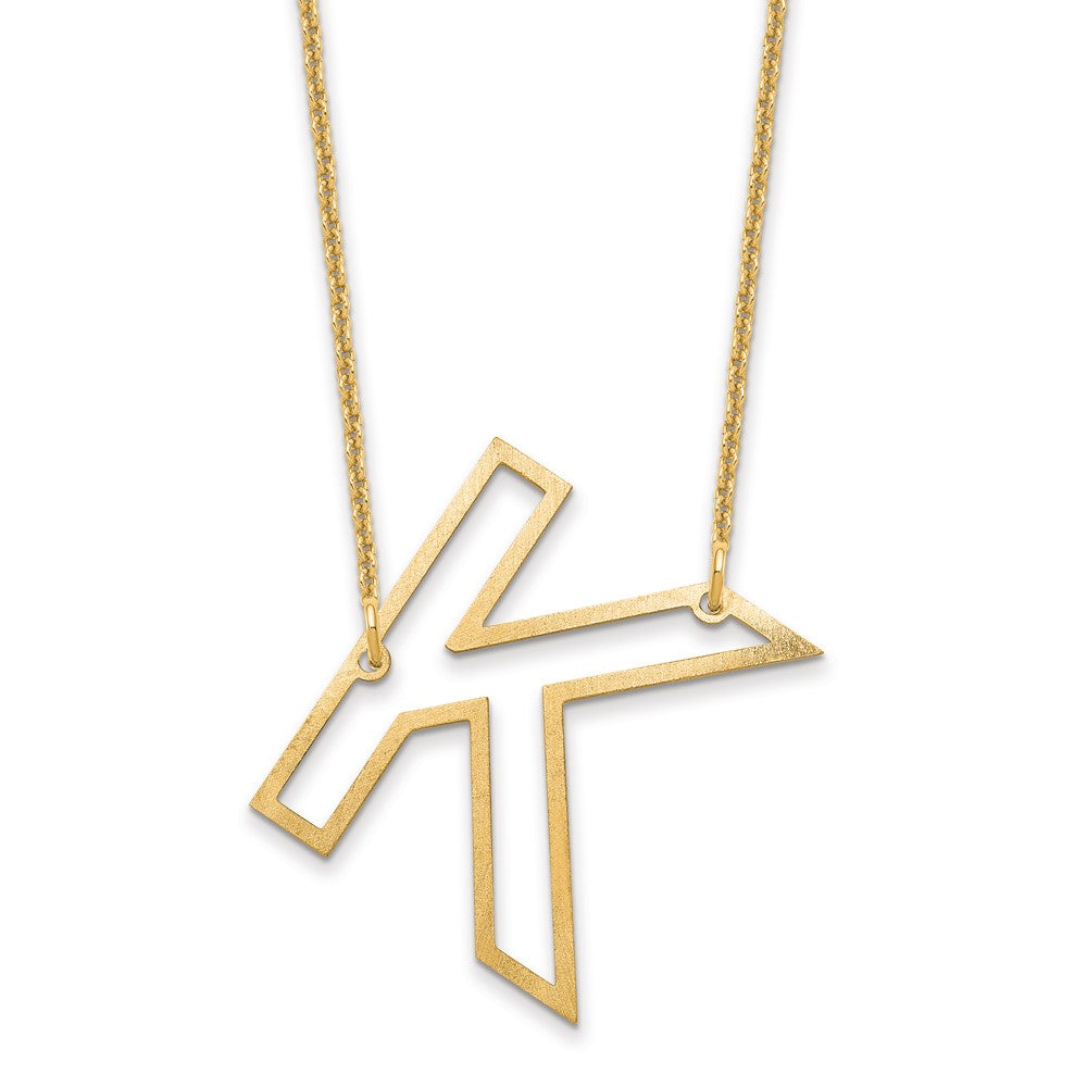 14k Yellow Gold Sideways Cut Out Initial K Necklace
