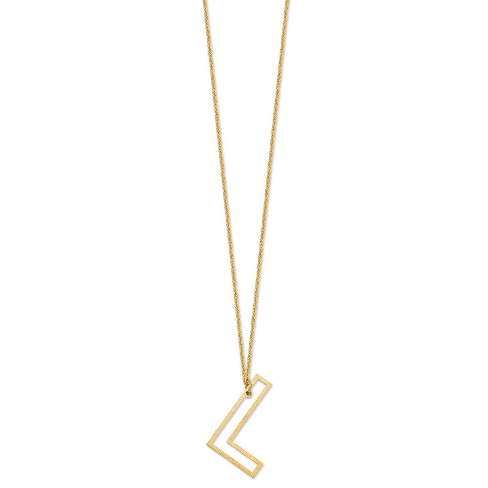 14k Yellow Gold Sideways Cut Out Initial L Necklace