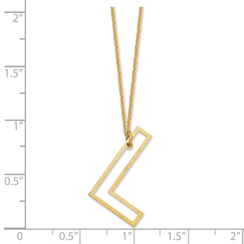 14k Yellow Gold Sideways Cut Out Initial L Necklace