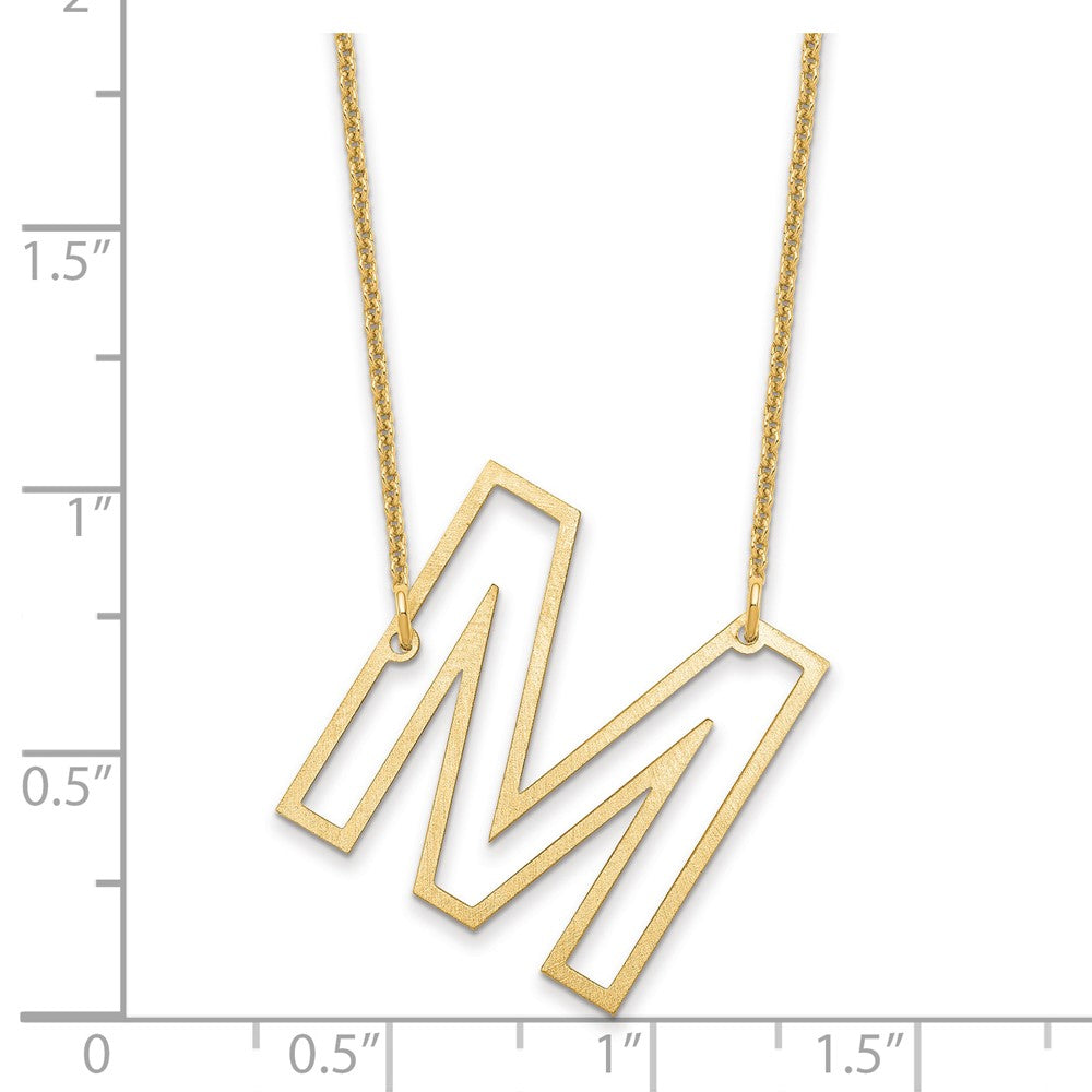 14k Yellow Gold Sideways Cut Out Initial M Necklace
