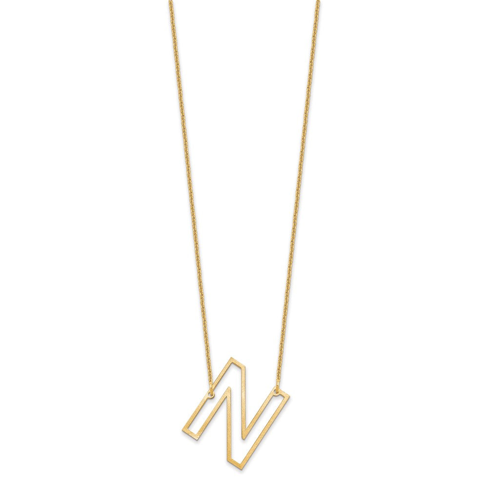10k Yellow Gold Sideways Cut Out Initial N Necklace
