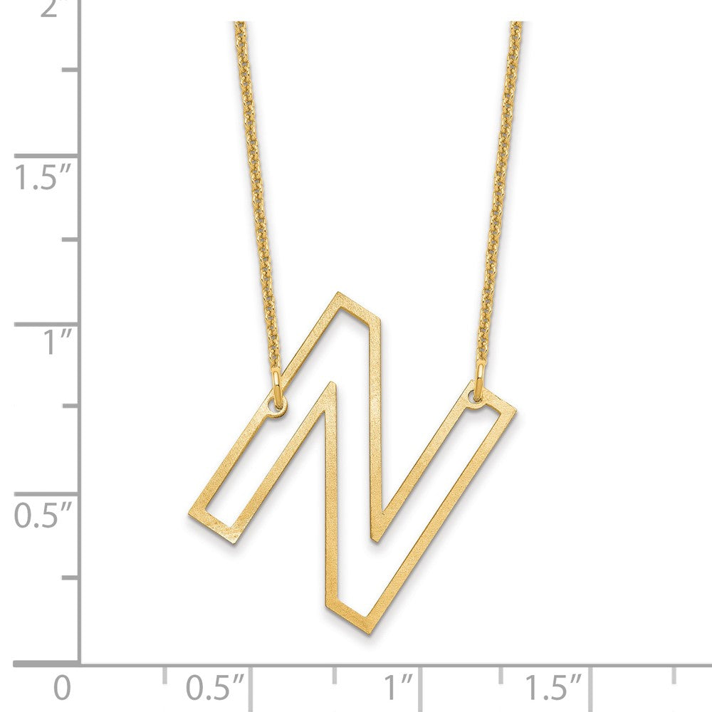 10k Yellow Gold Sideways Cut Out Initial N Necklace