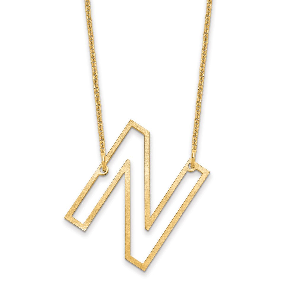 10k Yellow Gold Sideways Cut Out Initial N Necklace