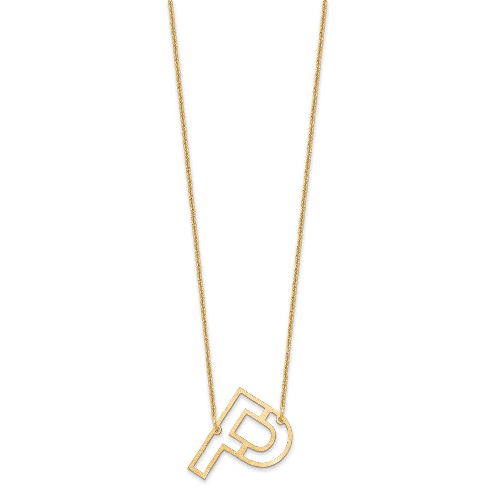 14k Yellow Gold Sideways Cut Out Initial P Necklace