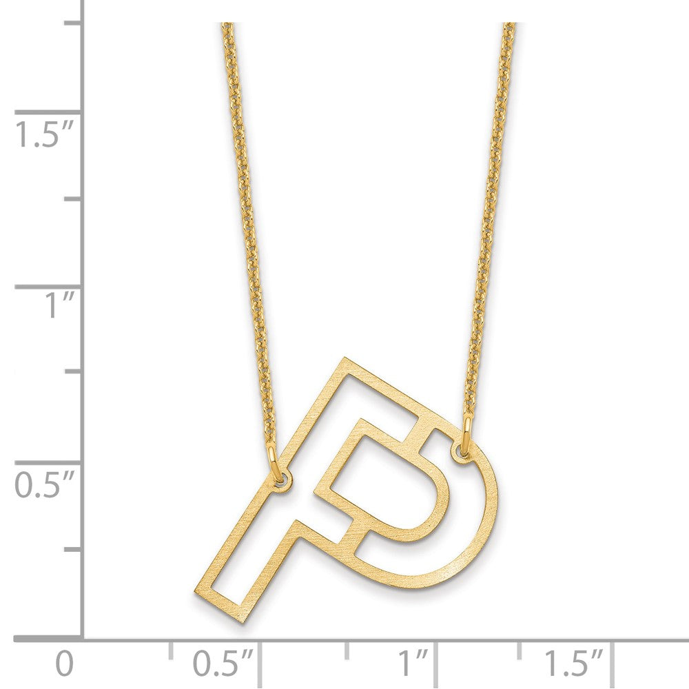 14k Yellow Gold Sideways Cut Out Initial P Necklace