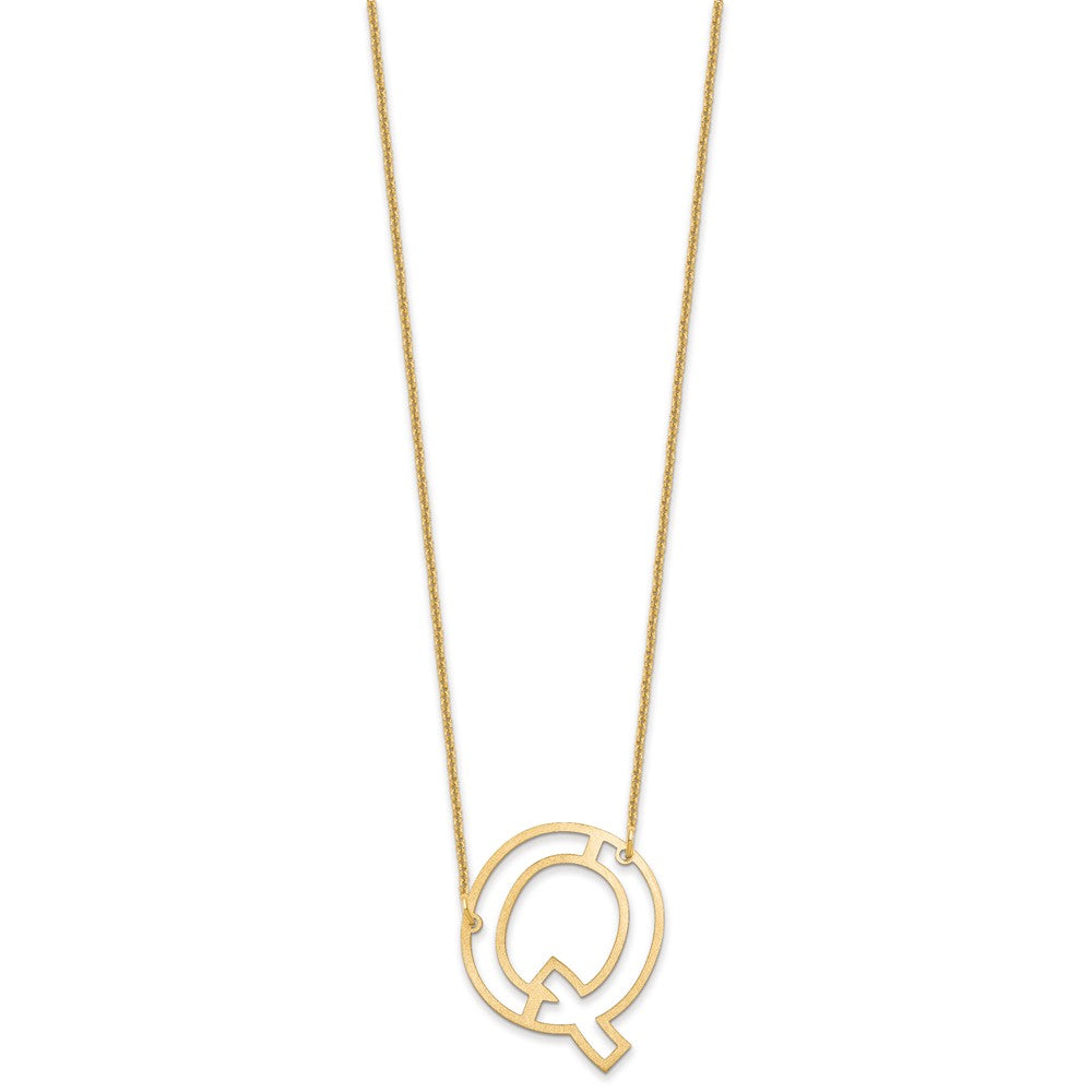 14k Yellow Gold Sideways Cut Out Initial Q Necklace
