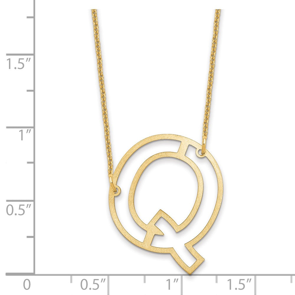 10k Yellow Gold Sideways Cut Out Initial Q Necklace