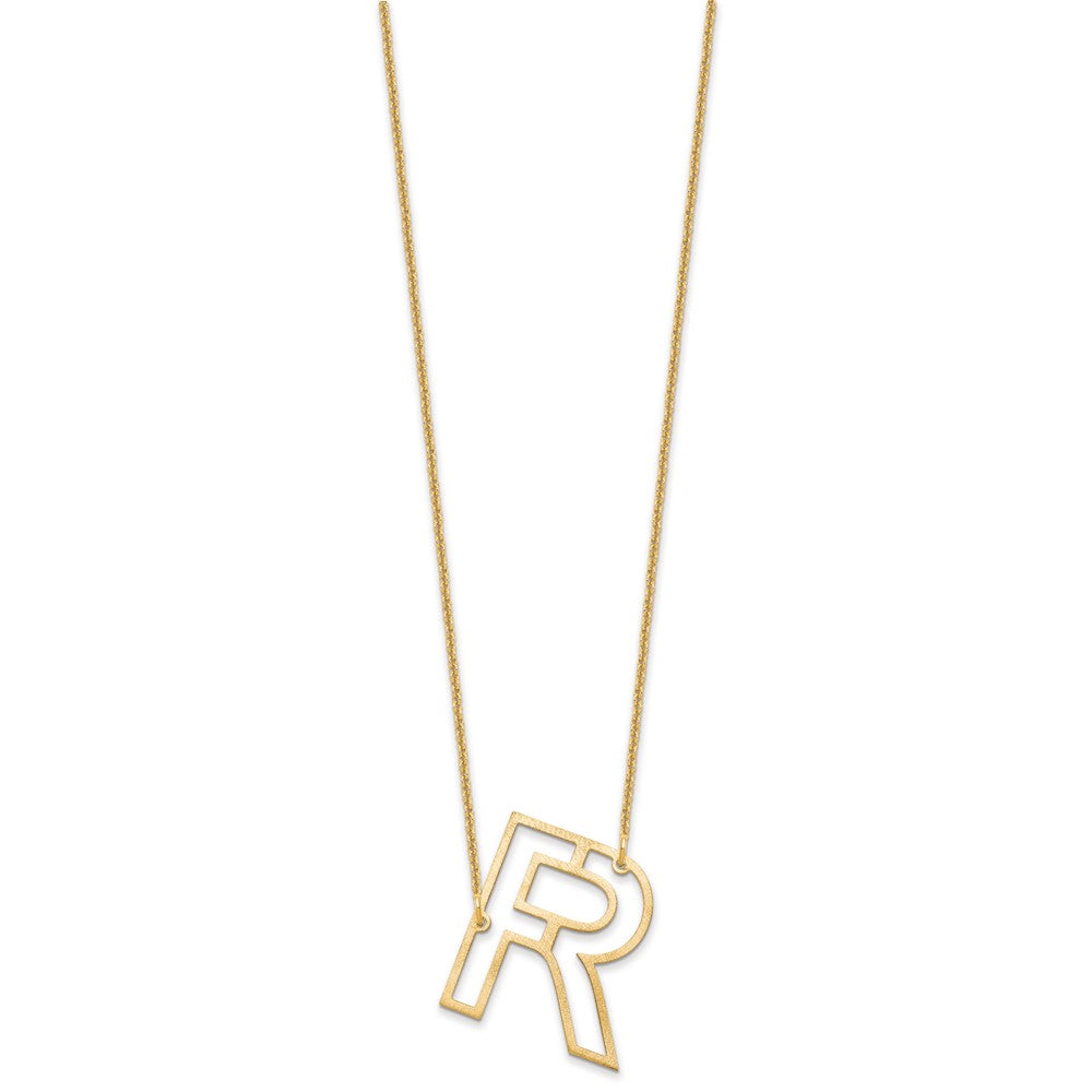 10k Yellow Gold Sideways Cut Out Initial R Necklace