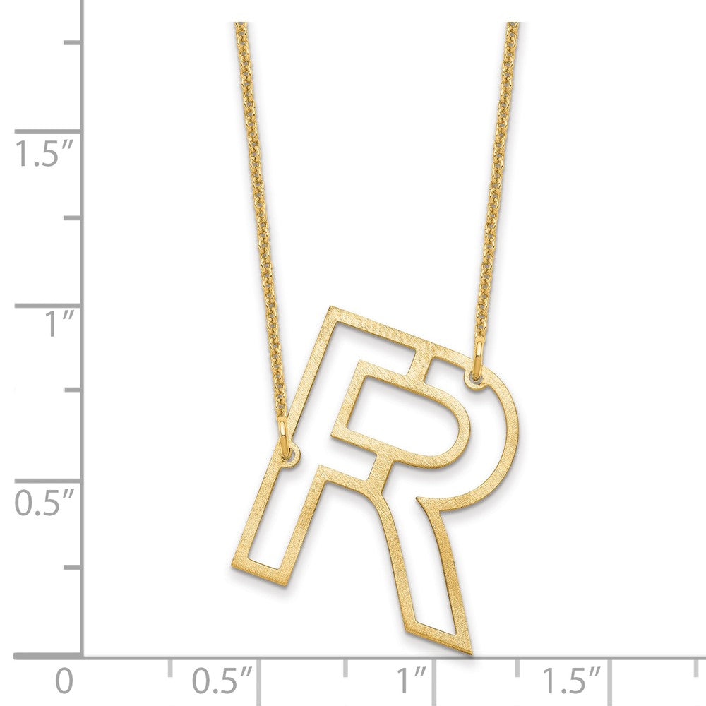 10k Yellow Gold Sideways Cut Out Initial R Necklace