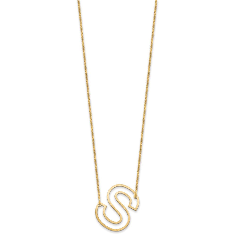 14k Yellow Gold Sideways Cut Out Initial S Necklace