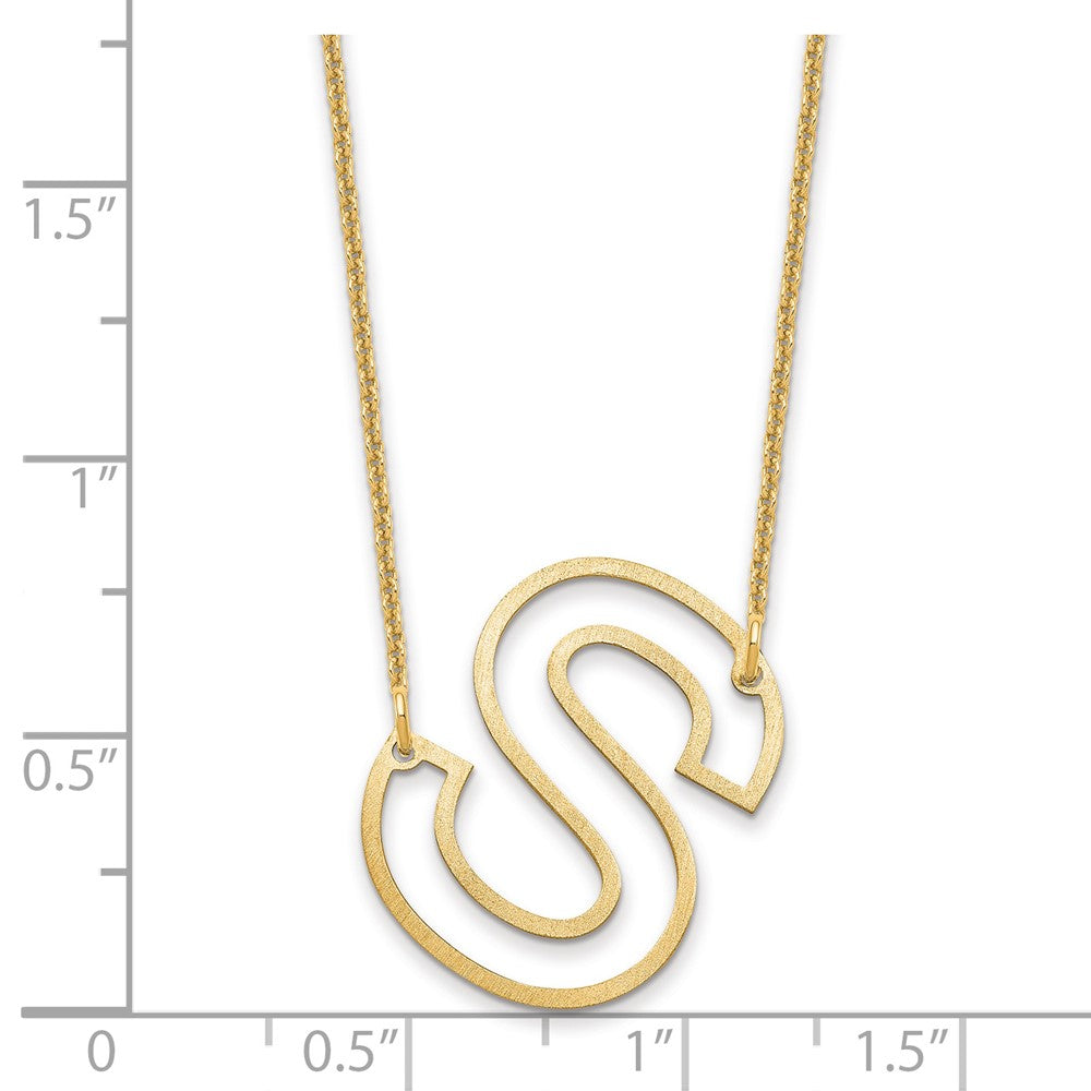 14k Yellow Gold Sideways Cut Out Initial S Necklace