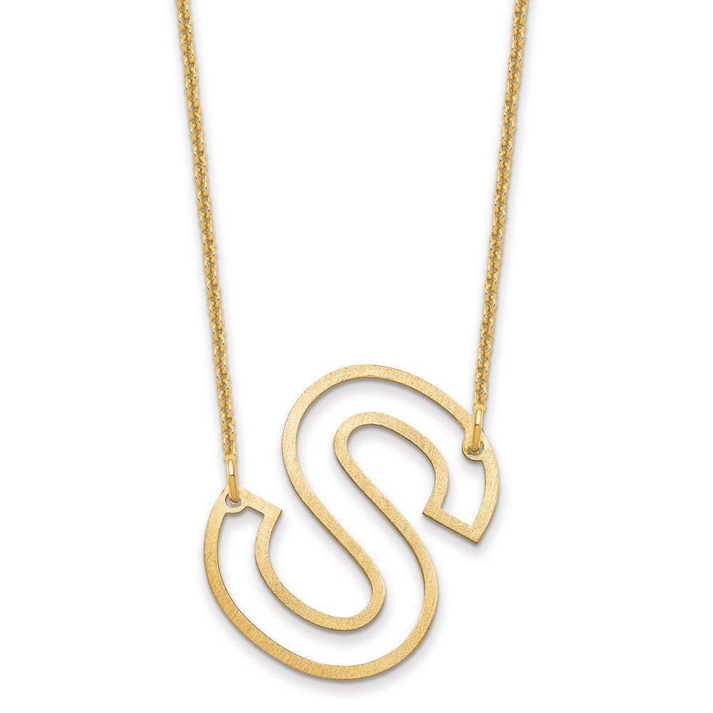 14k Yellow Gold Sideways Cut Out Initial S Necklace