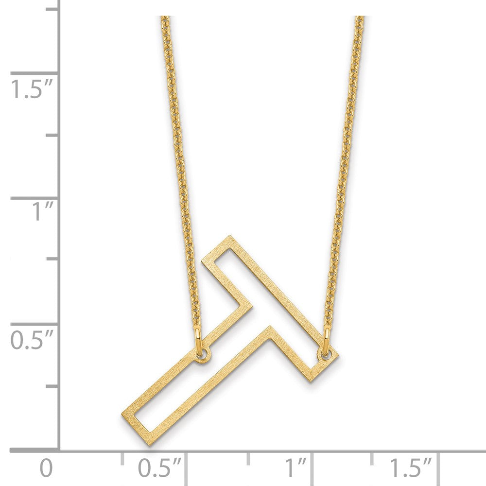 10k Yellow Gold Sideways Cut Out Initial T Necklace